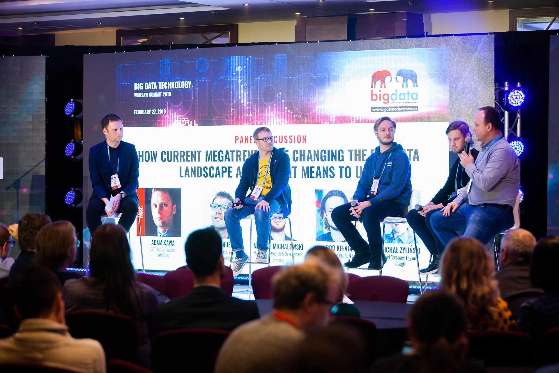 Panel discussion “How current mega-trends are changing the Big Data landscape and what it means to us” at Big Data Tech Warsaw in 2019.